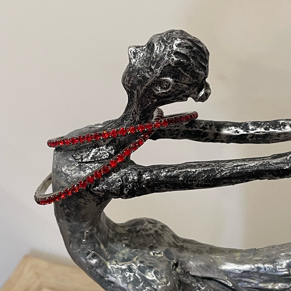 Cache Elegant Silver And Red Crystal Bangle Set - image 4